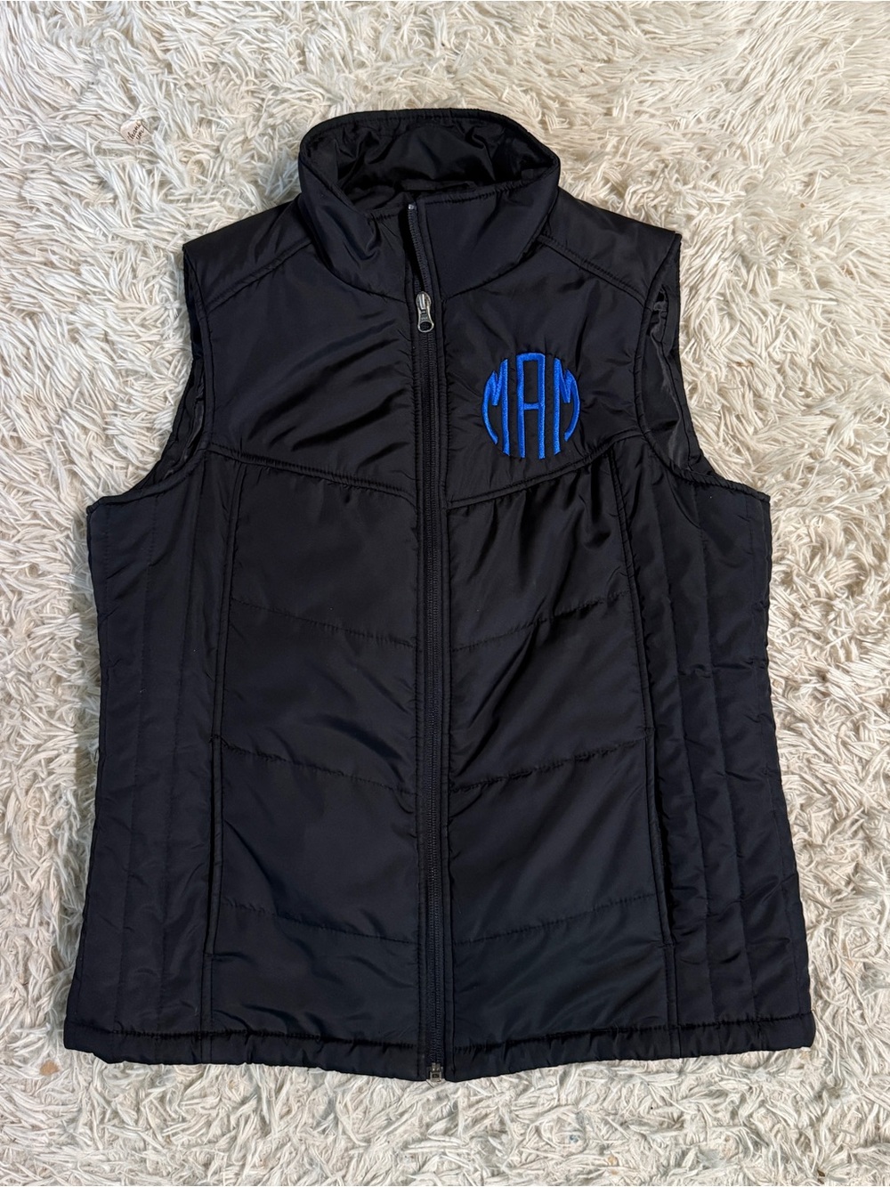Women’s Medium Black Port Authority Monogrammed Puffer Vest. Good Condition.